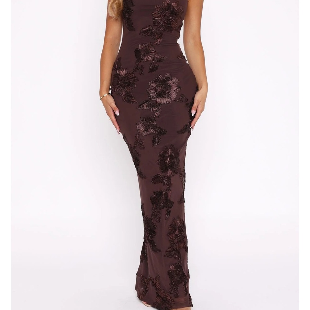 White Fox Boutique Brown Halter Bodycon Maxi Dress